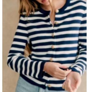 Sezane Baptiste Cardigan Navy / Ecru - Size M